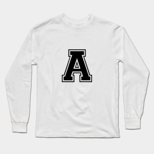 Initial Letter A - Varsity Style Design - Black text Long Sleeve T-Shirt